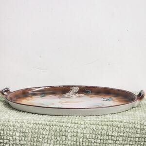Vintage Hand Painted Japan Dragonware Oval Tray Ceramic Dragon Dish